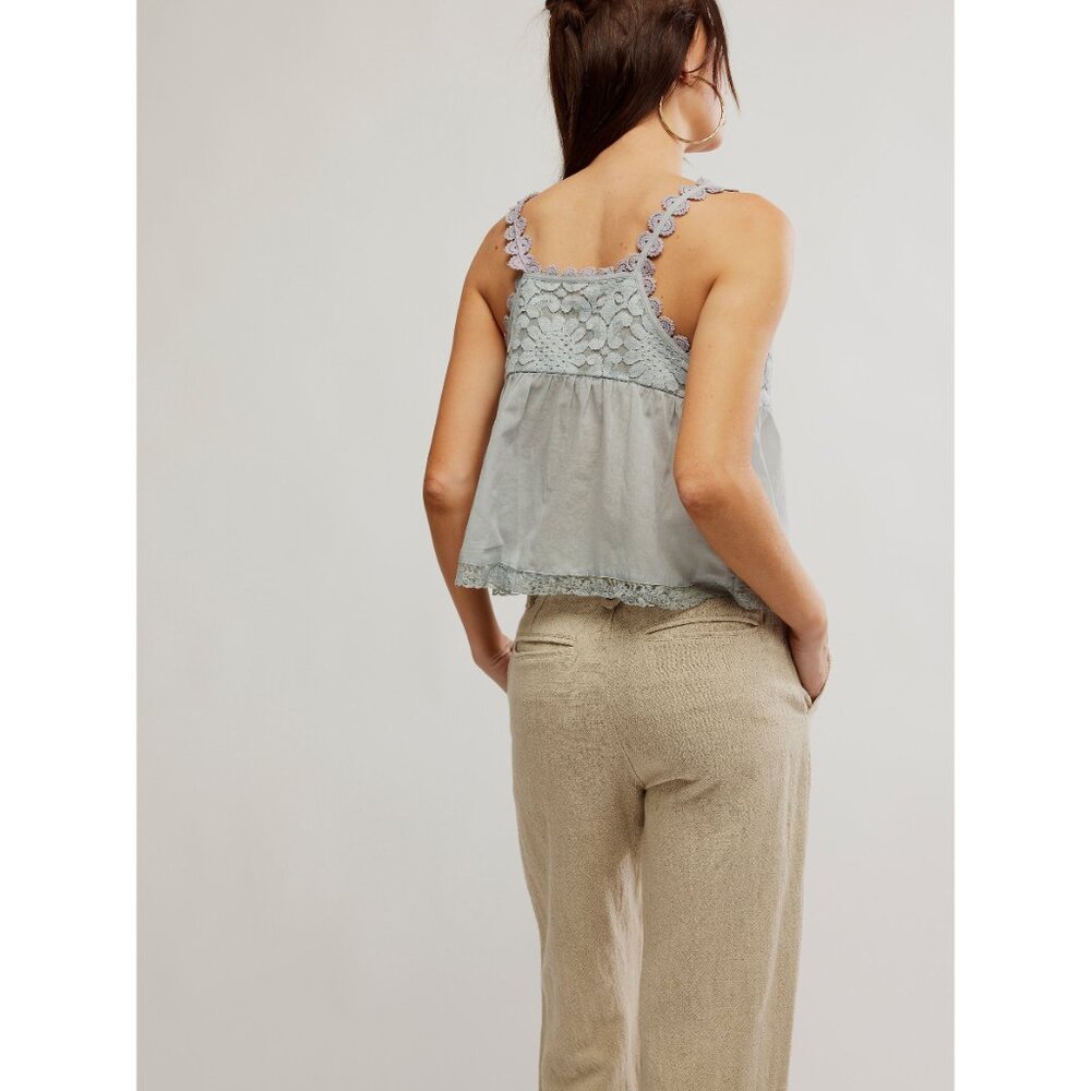 FREE PEOPLE Stevie Lace Tank / Pearl Blue - Picture 4 of 5